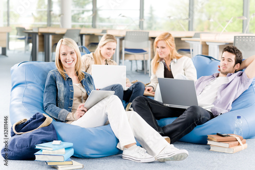 Photo: Group of young students at high school Group of young students at high school