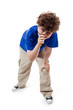 Boy using magnifying glass on white background Boy using magnifying glass on white background