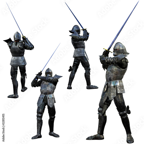 Illustration: Knight Swordsman in Full Armour, 3D render Knight Swordsman in Full Armour, 3D render