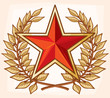 Communist red star and laurel wreath