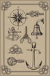 Nautical elements on vintage background.