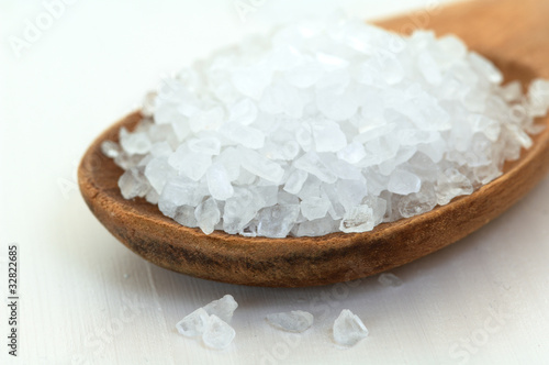 Photo: salt in a wood spoon salt in a wood spoon