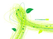 Abstract green lines with leafs.