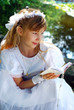 girl going to the first holy communion