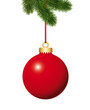 Tannenzweig mit Weihnachtskugel