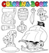 Coloring book with pirate objects