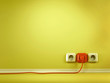 Plugs and Socket. Three-dimensional abstract background