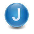 Esfera brillante azul con letra J Esfera brillante azul con letra J