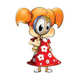Cartoon girl with magnifying-glass