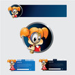 web templates. header and search forms with cartoon girl