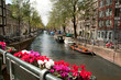 Channel in Ansterdam bridge view, Netherlands