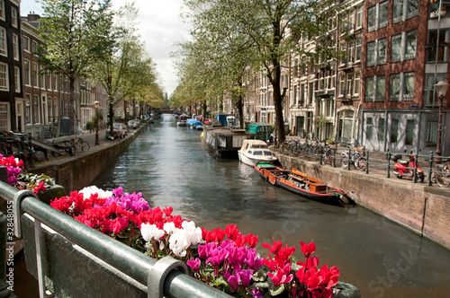 Photo: Channel in Ansterdam bridge view, Netherlands Channel in Ansterdam bridge view, Netherlands