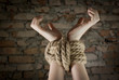 Hands tied up with rope