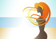 Vector: Woman with wavy hair on the beach Woman with wavy hair on the beach