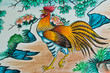 Chicken in Thai and Chinese style painting art