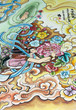 Chinese art painting on wall of shrine Chinese art painting on wall of shrine