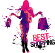 Best shopping, Illustration with  girl and splashes.