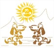two dogs and sun