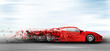 speeding car disintegrating