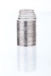 Silver coins stacks in a row