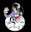girl in headphones