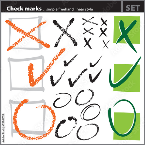 Vector: Check marks set (freehand artistic style) Check marks set (freehand artistic style)