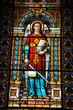 Stained glass window with Archangel Michael