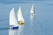 Photo: Sail away - three yachts on a summer river. Sail away - three yachts on a summer river.