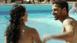 young couple doing honeymoon in resort