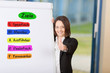 frau am flipchart definiert smarte ziele