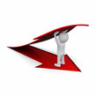 3D man with red arrow