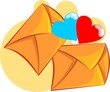 Illustration of celebratory envelop with two heart Illustration of celebratory envelop with two heart