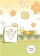 welcome baby card with chicken