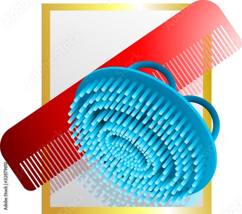 Illustration: Illustration of two shape comb and mirror Illustration of two shape comb and mirror
