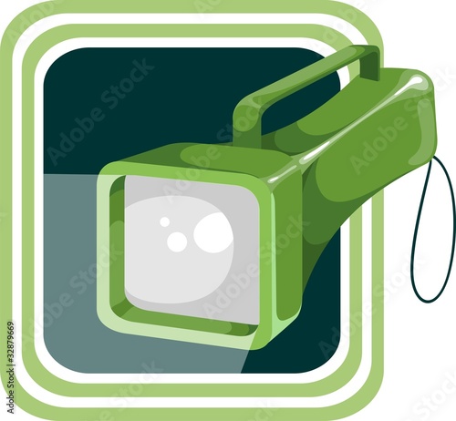 Illustration: electric pocket flash light with green handle electric pocket flash light with green handle