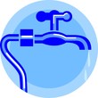 Illustration: Illustration of silver metallic tap on blue background Illustration of silver metallic tap on blue background