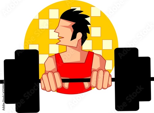 Illustration: Illustration of men holding dumb bell Illustration of men holding dumb bell