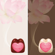 Banners with heart shaped praline and flower lotus