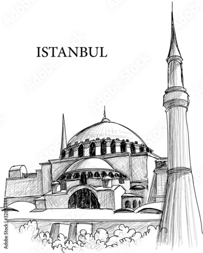 Vector: Istanbul St. Sophia cathedral sketch Istanbul St. Sophia cathedral sketch