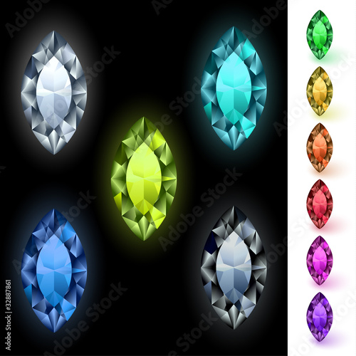 Vector: Marquise-cut colorful gemstones collection Marquise-cut colorful gemstones collection