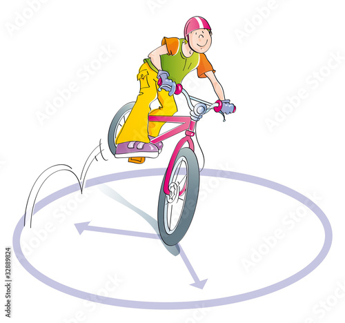 Illustration: boy practicing bike stunts boy practicing bike stunts