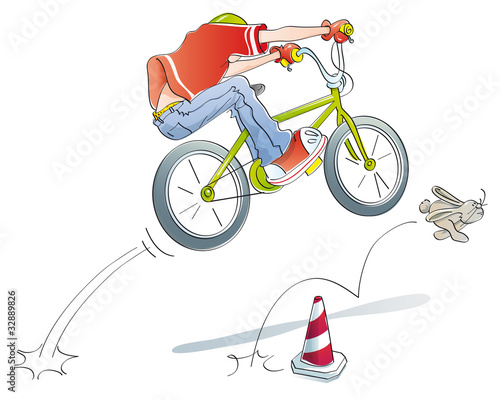 Illustration: boy practicing jumps bike boy practicing jumps bike