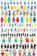 Set of different and colored children silhouettes