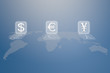 money sign on world map
