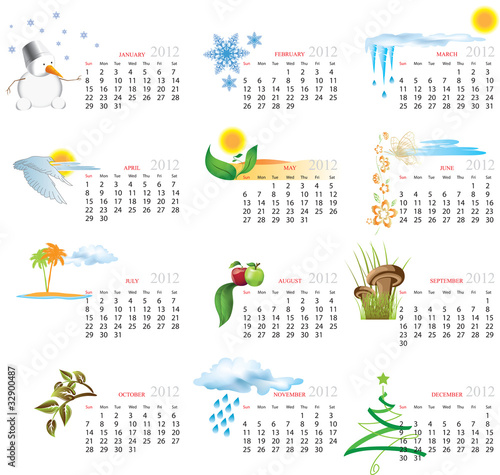 Vector: Calendar 2012 Calendar 2012