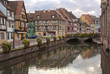 Old European street with river, Colmar, France