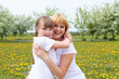 girl with mother in spring park