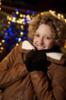 Woman getting cold outside in winter