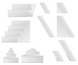 set of white vector staircase isolated on white background