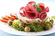 Tasty sandwich with salami Tasty sandwich with salami